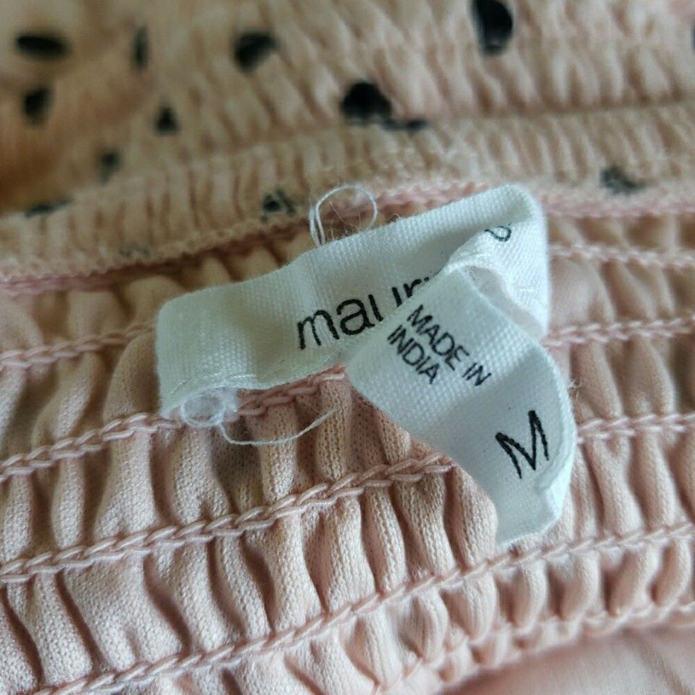Maurices Blush Pink Black Polka Dot Halter Maxi Dress Medium Smocked Tiered Boho - Picture 6 of 12